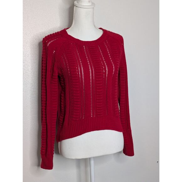 Romeo & Juliet Couture Women's Cropped Ribbed Open Knit Sweater Size Small - Picture 3 of 8
